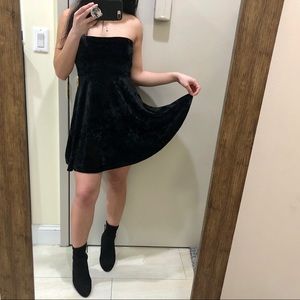 Tank Scoop Neck Crushed Velvet Flare Skater Dress